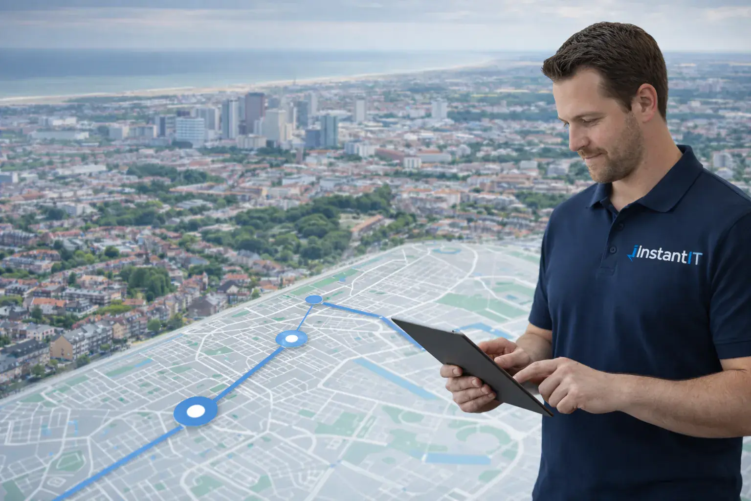 Werkgebiedkaart met route langs verschillende klanten in Zoetermeer